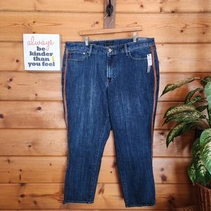 Talbots 💜 NWT High Waist Modern Ankle Crop Straight Jeans‎ Stripe Plus 18 X 25"